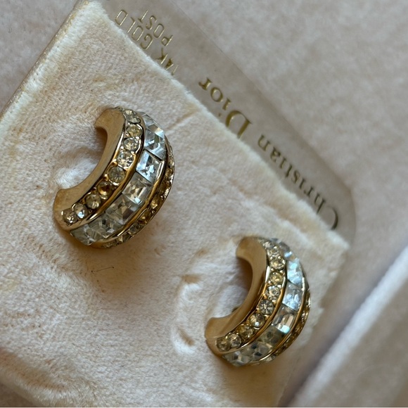 Beautiful vintage Christian Dior, gold tone with cubic zirconia, square & round - Picture 6 of 7